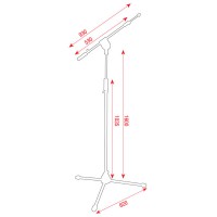 Stojan na mikrofón 98 - 160 cm + rameno 53 - 93 cm - chrómový